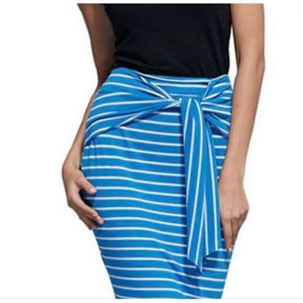 Fargo fashion summer striped front tie women's pencil skirt size large